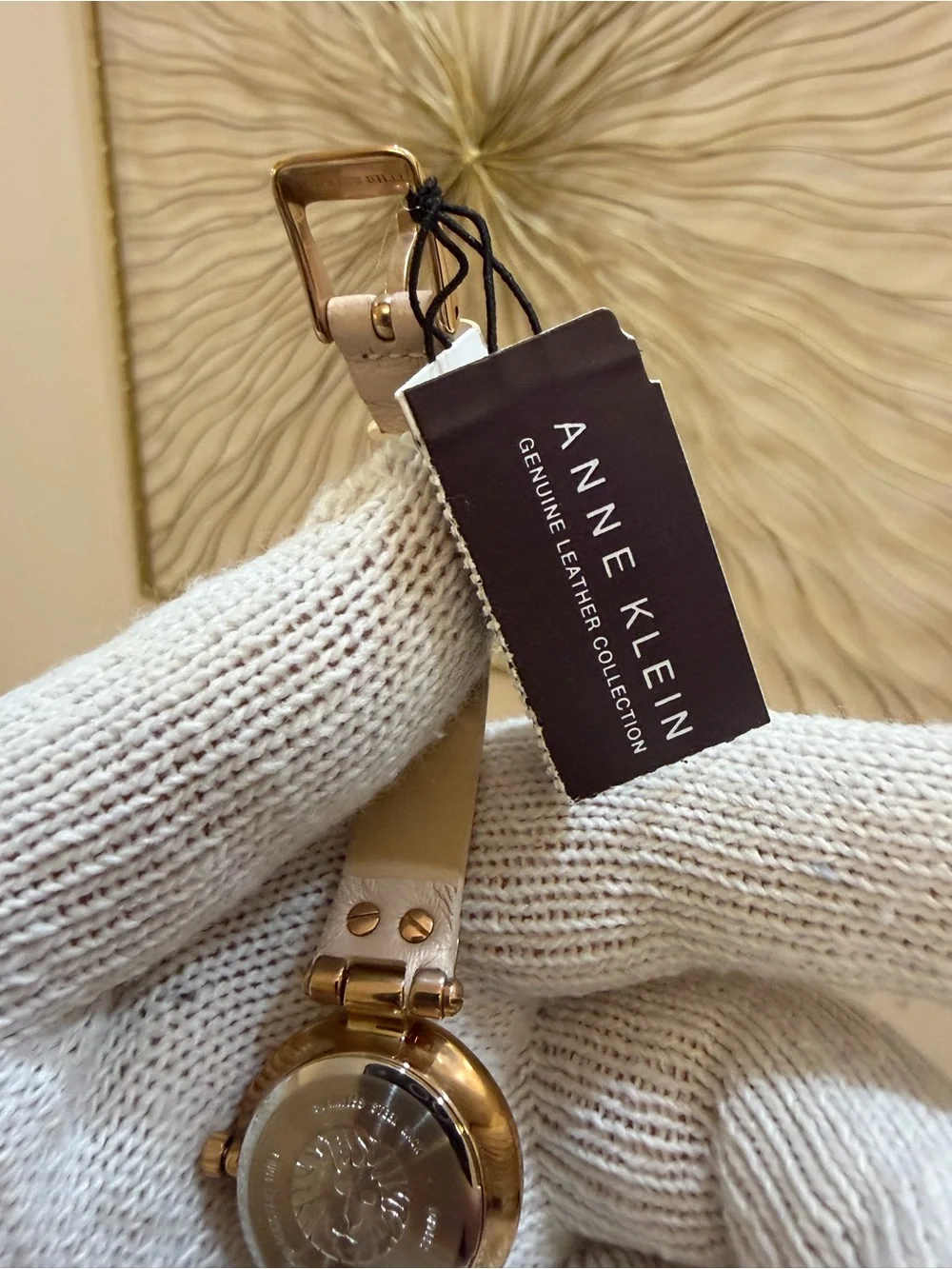 Anne Klein Women's Rose Gold-Tone Mother of Pearl Leather Watch 10/9442 26mm